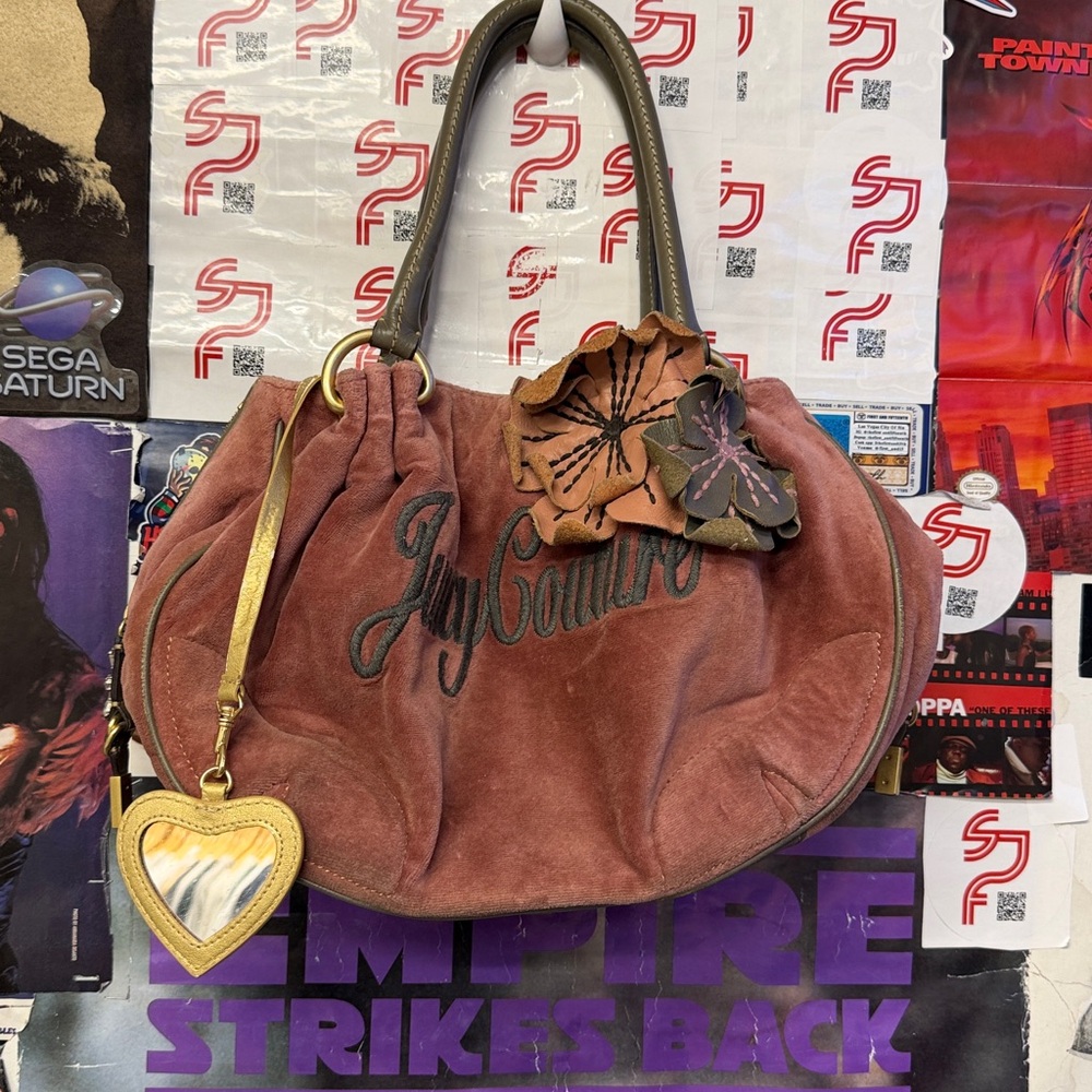 Juicy Couture Dusty Rose velour vintage hobo bag